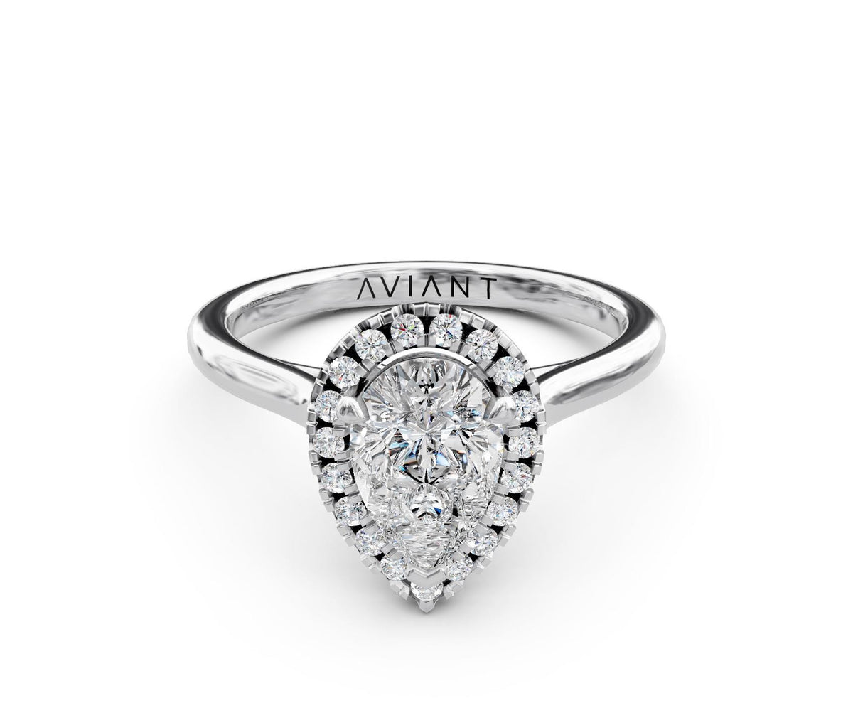 Amelia Halo engagement ring in 14k white gold