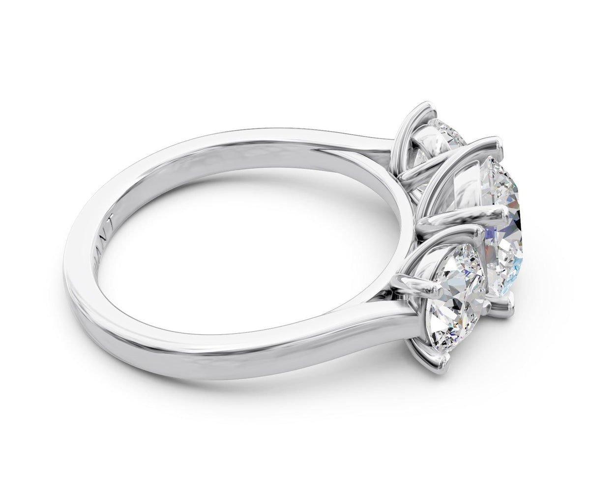 Cecilia Three-Stone engagement ring in 14k white gold