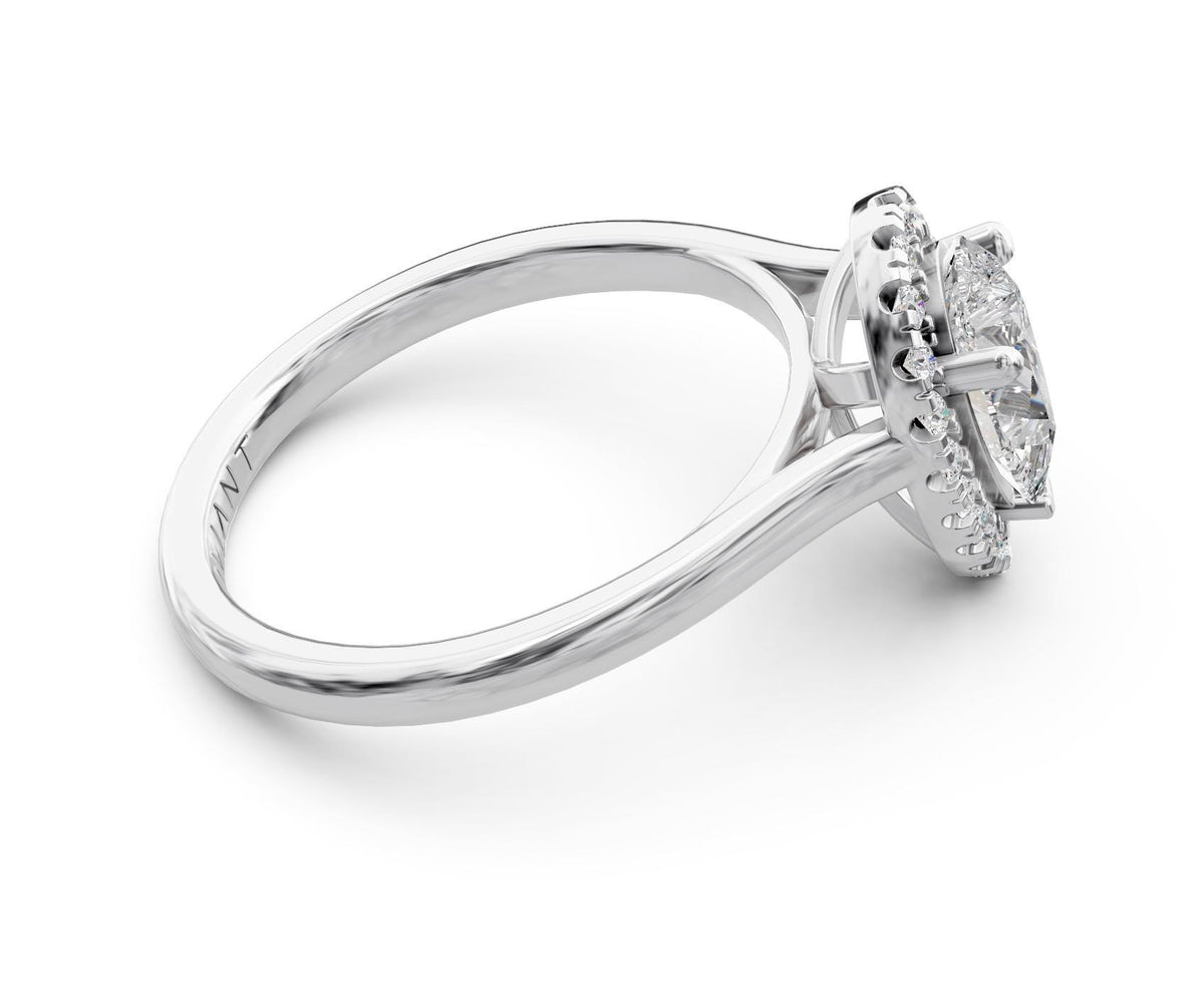 Amelia Halo engagement ring in 14k white gold