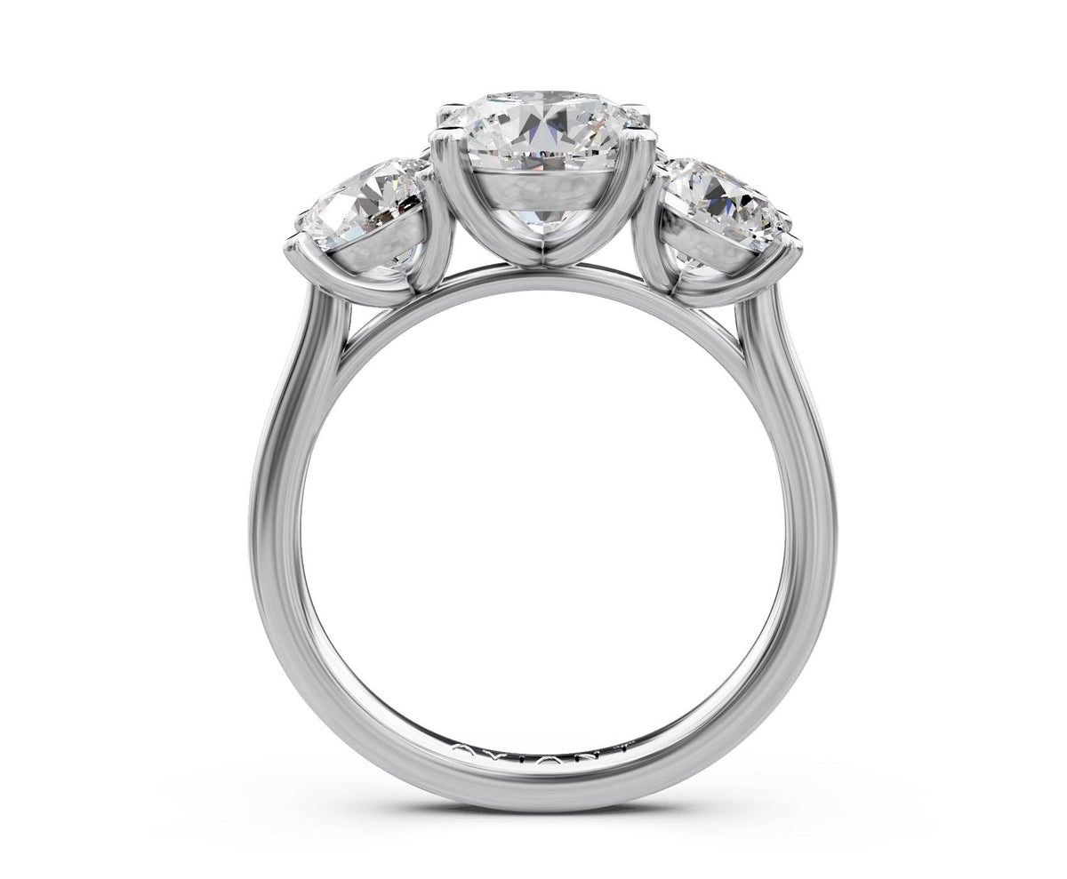 Cecilia Three-Stone engagement ring in 14k white gold