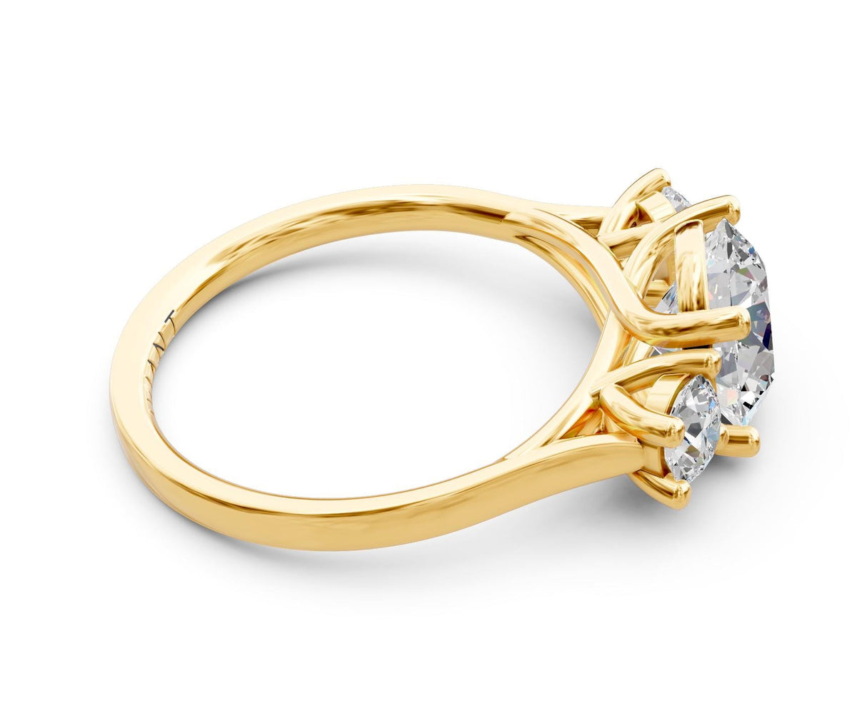 Valentina Three-Stone engagement ring in 14k yellow gold