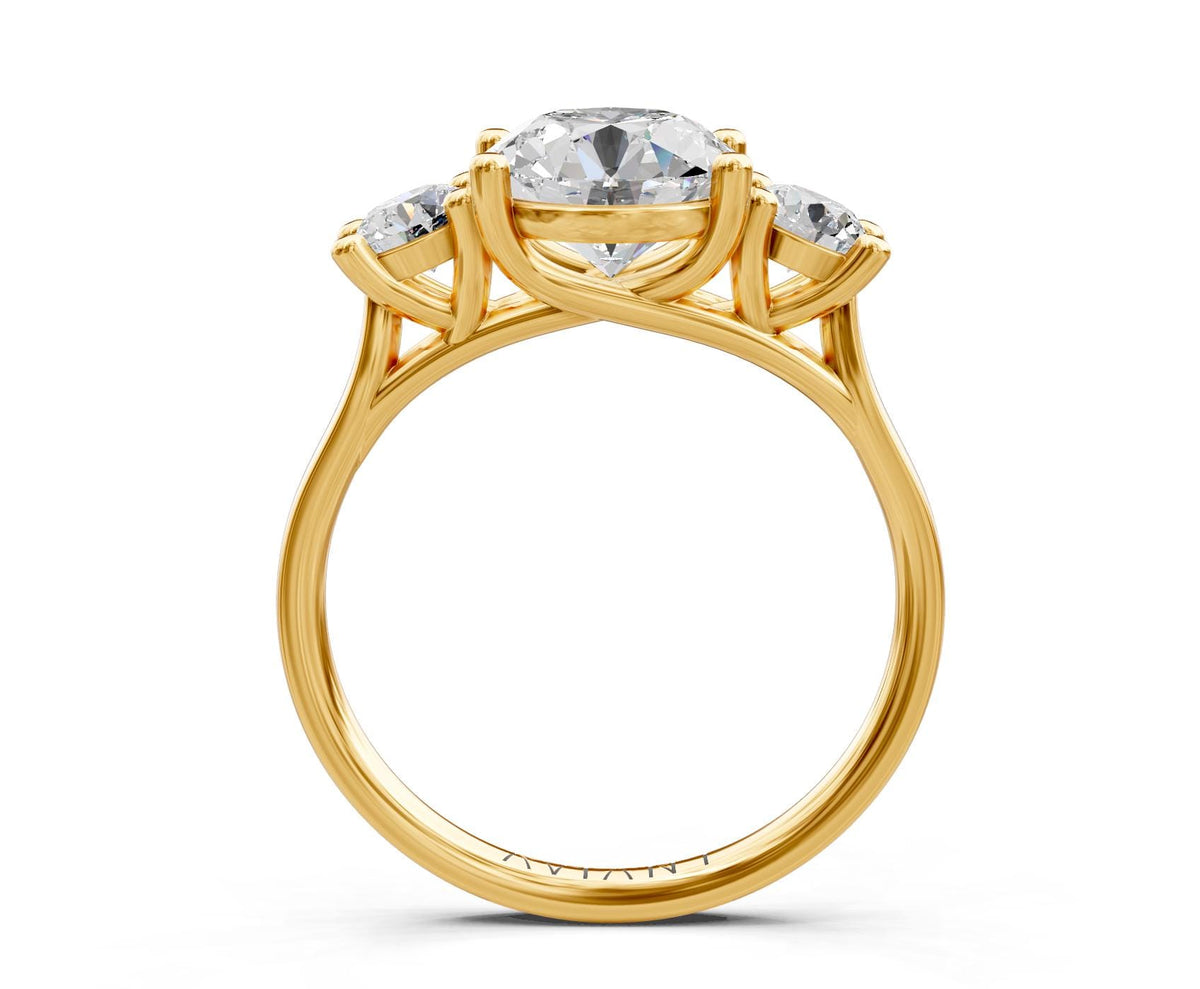 Valentina Three-Stone engagement ring in 14k yellow gold