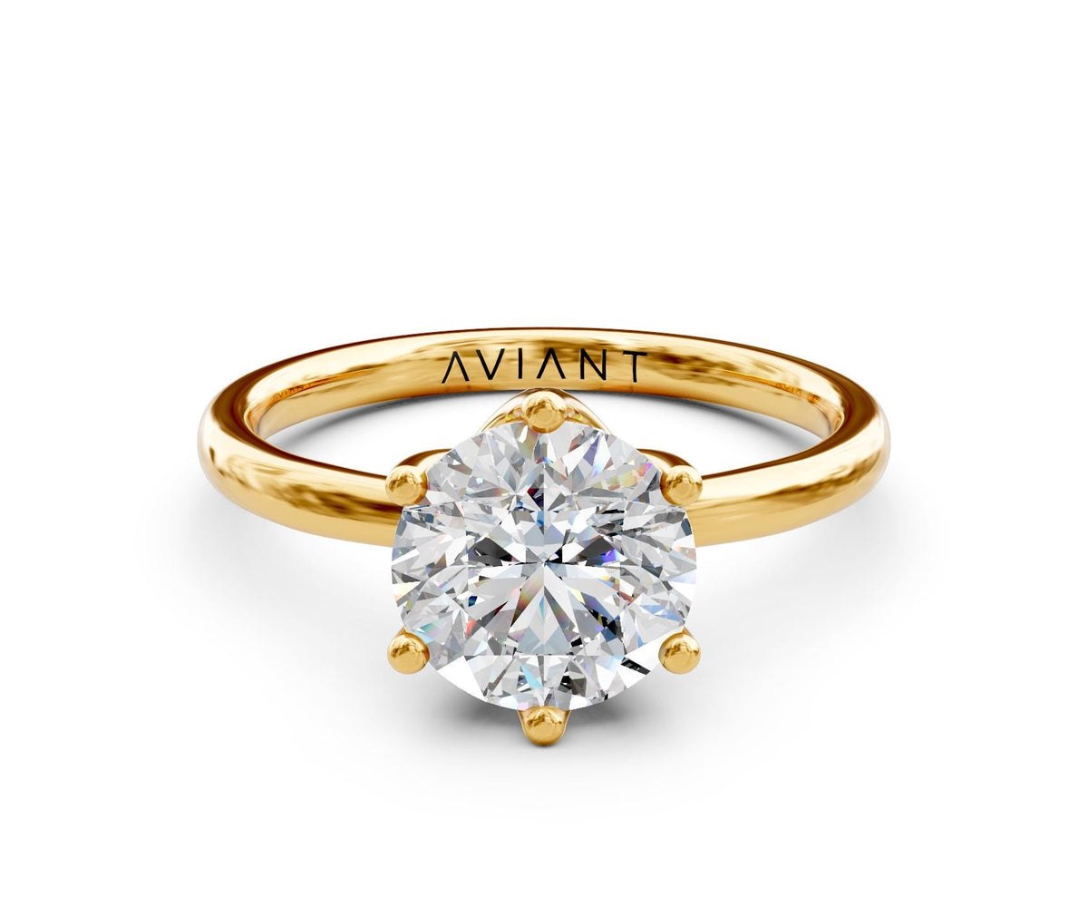 Clara Solitaire engagement ring in 14k yellow gold