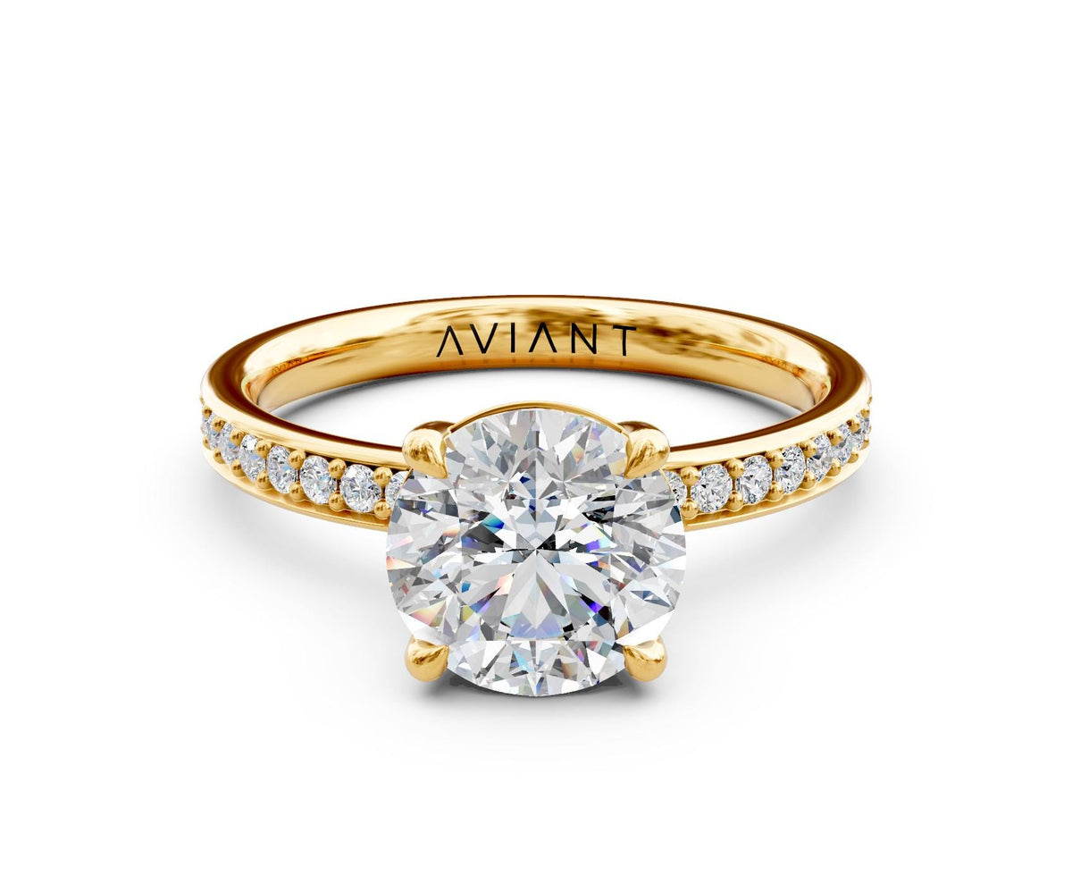 Camille French Pavé engagement ring in 14k yellow gold