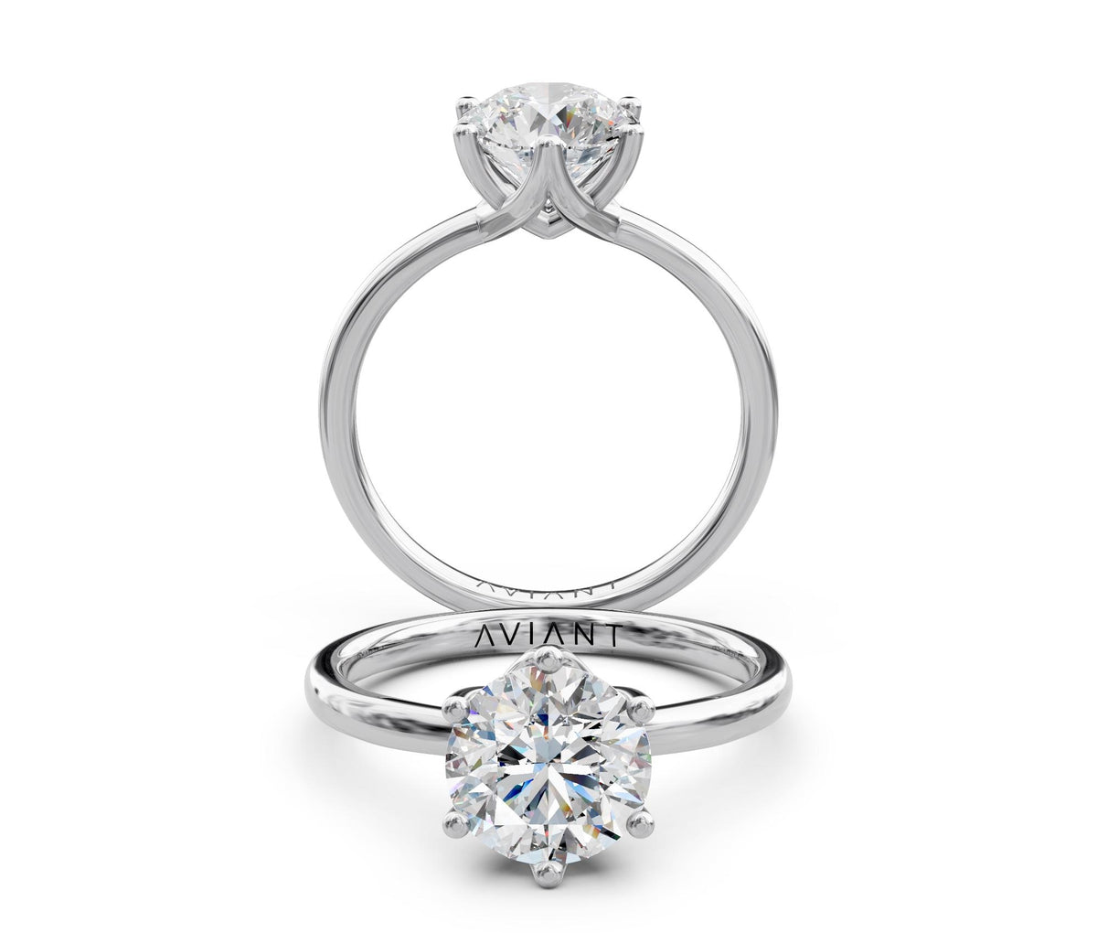 Clara Solitaire engagement ring in 14k white gold
