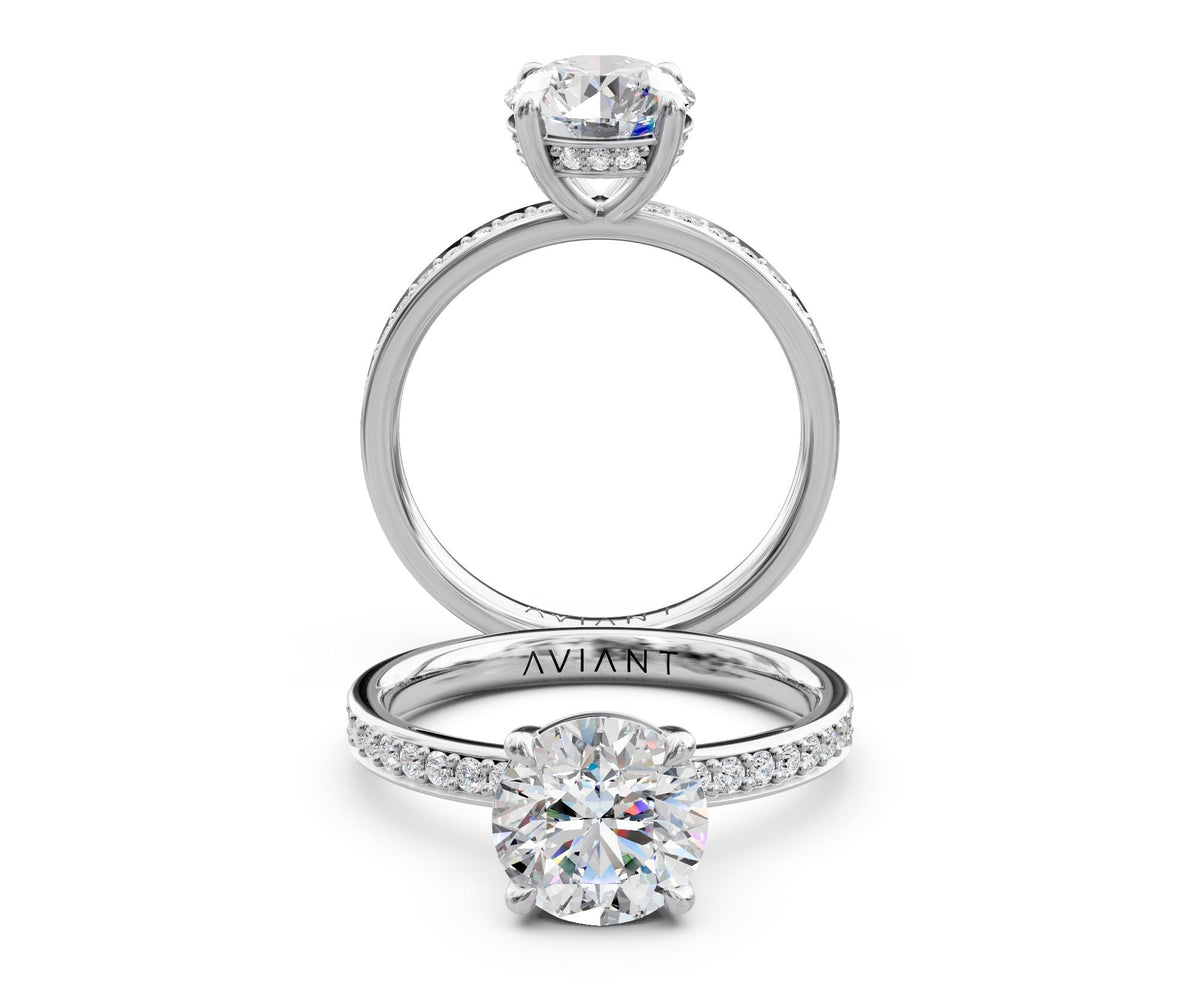 Camille French Pavé engagement ring in 14k white gold