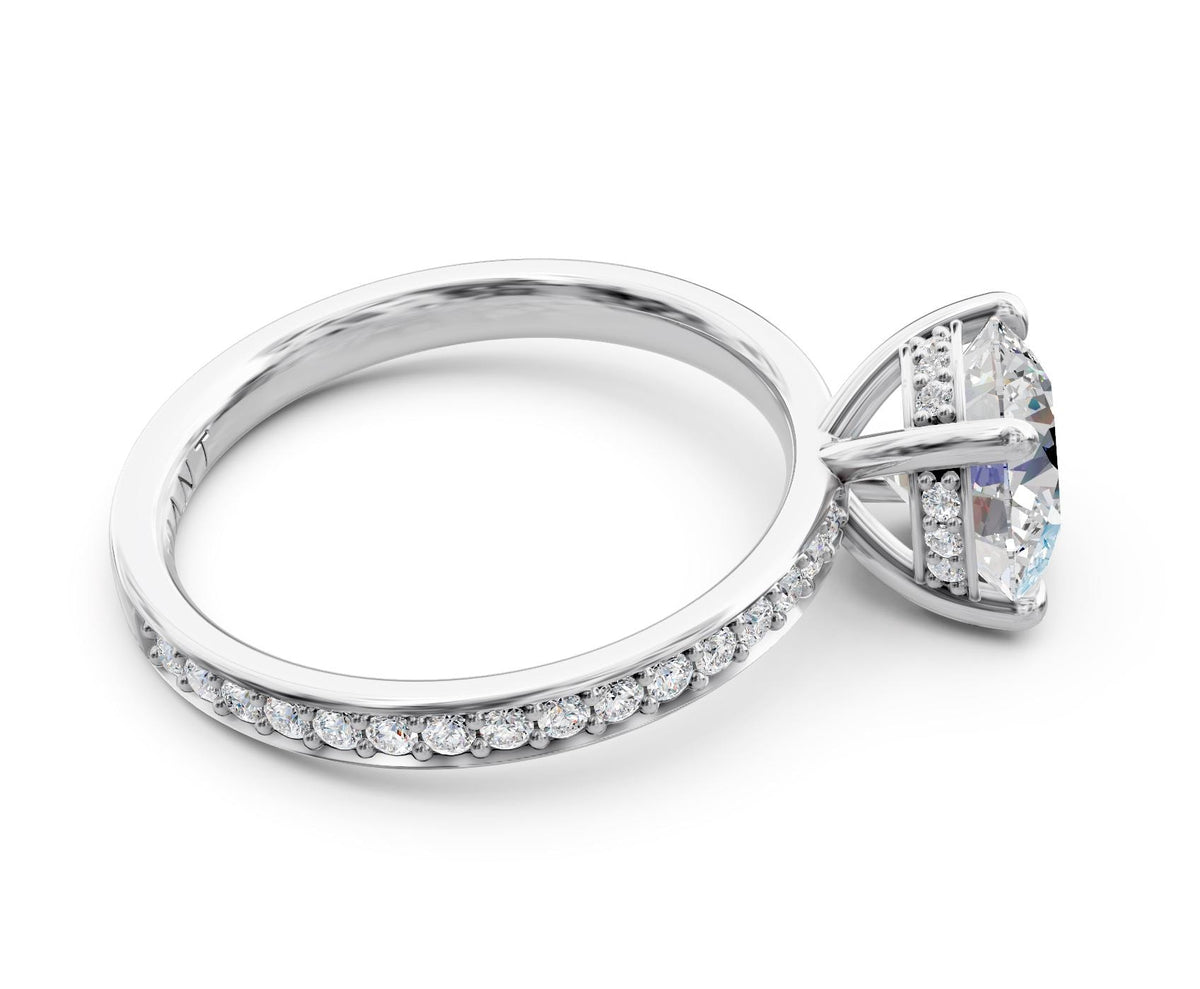 Camille French Pavé engagement ring in 14k white gold