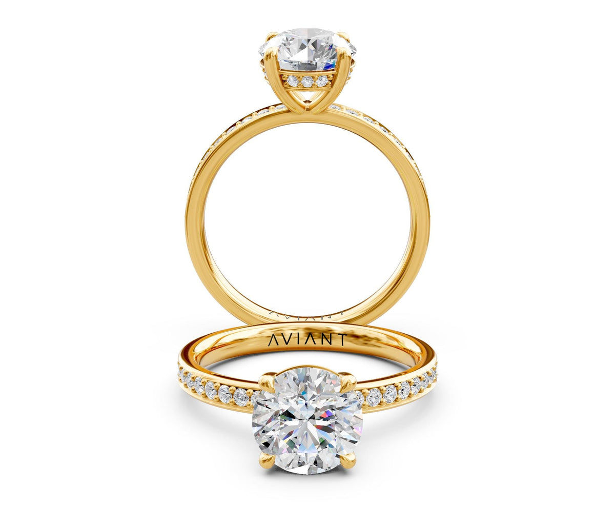 Camille French Pavé engagement ring in 14k yellow gold