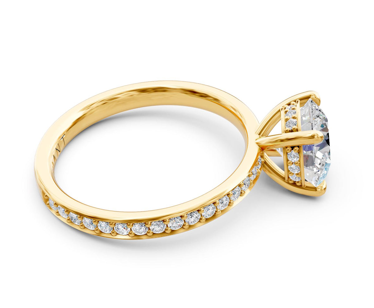Camille French Pavé engagement ring in 14k yellow gold