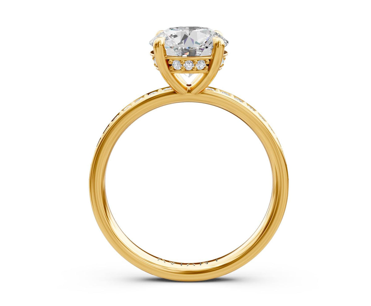 Camille French Pavé engagement ring in 14k yellow gold